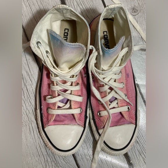 Converse All Star Chuck Taylor High Tops Women’s Pink Ombré Watercolor Sunset 6 - Picture 11 of 14